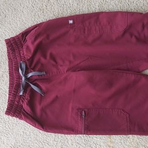 Figs High Waist Yola Scrub Pants Maroon Burgundy Wine XSP